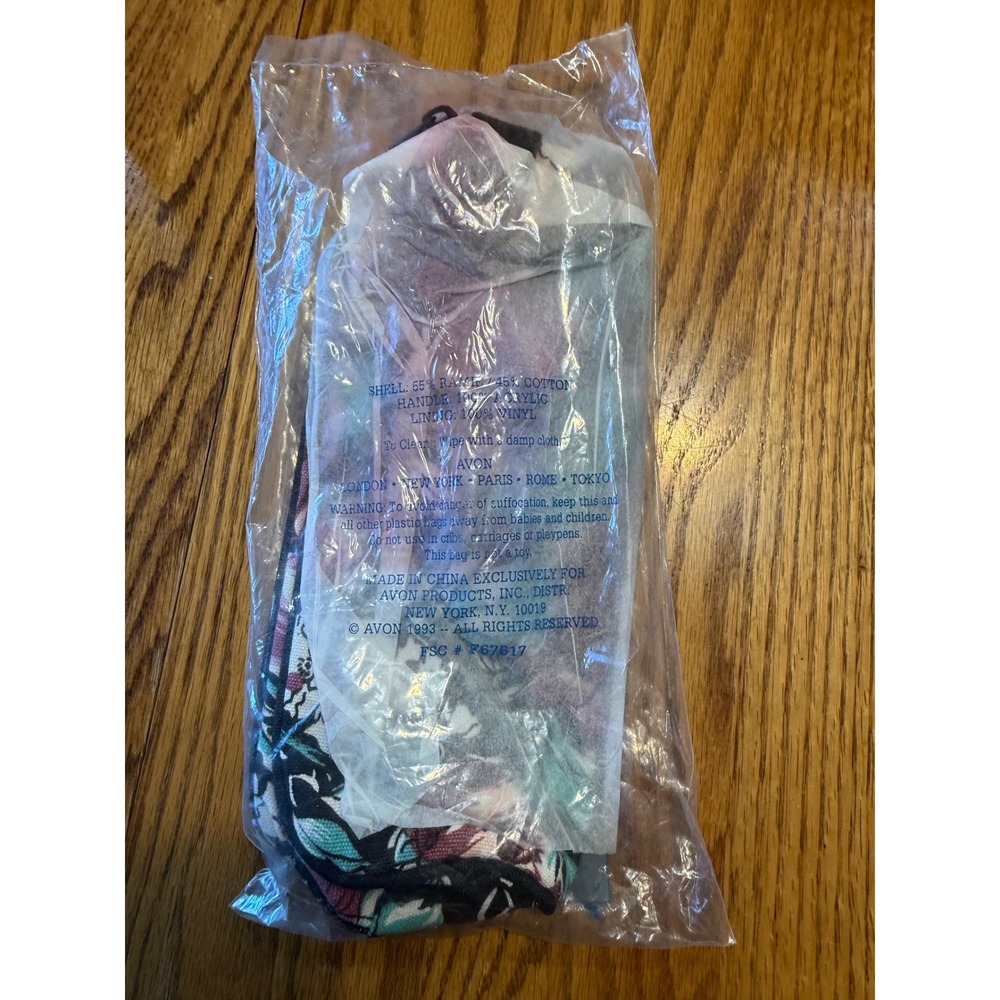 Vintage 1993 Avon Floral Gardens Cosmetic Bag NIP Pink Teal Tapestry Print